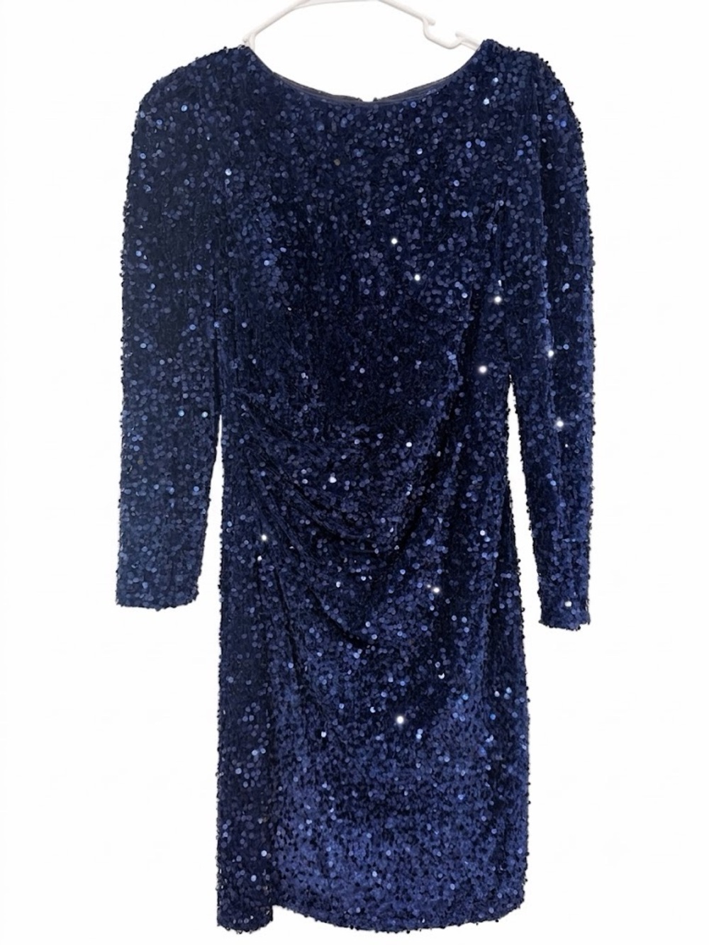 Sequined Navy Long-Sleeve Cocktail Dress - Women